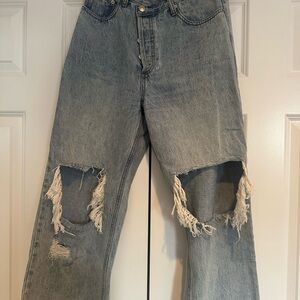 Princess Polly Light Blue Distressed Boyfriend Jeans